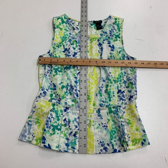 Ann Taylor Tank Top Womens 0 Multi Tie Dye Pleated Peplum Back Zip Sleeveless - Picture 7 of 13